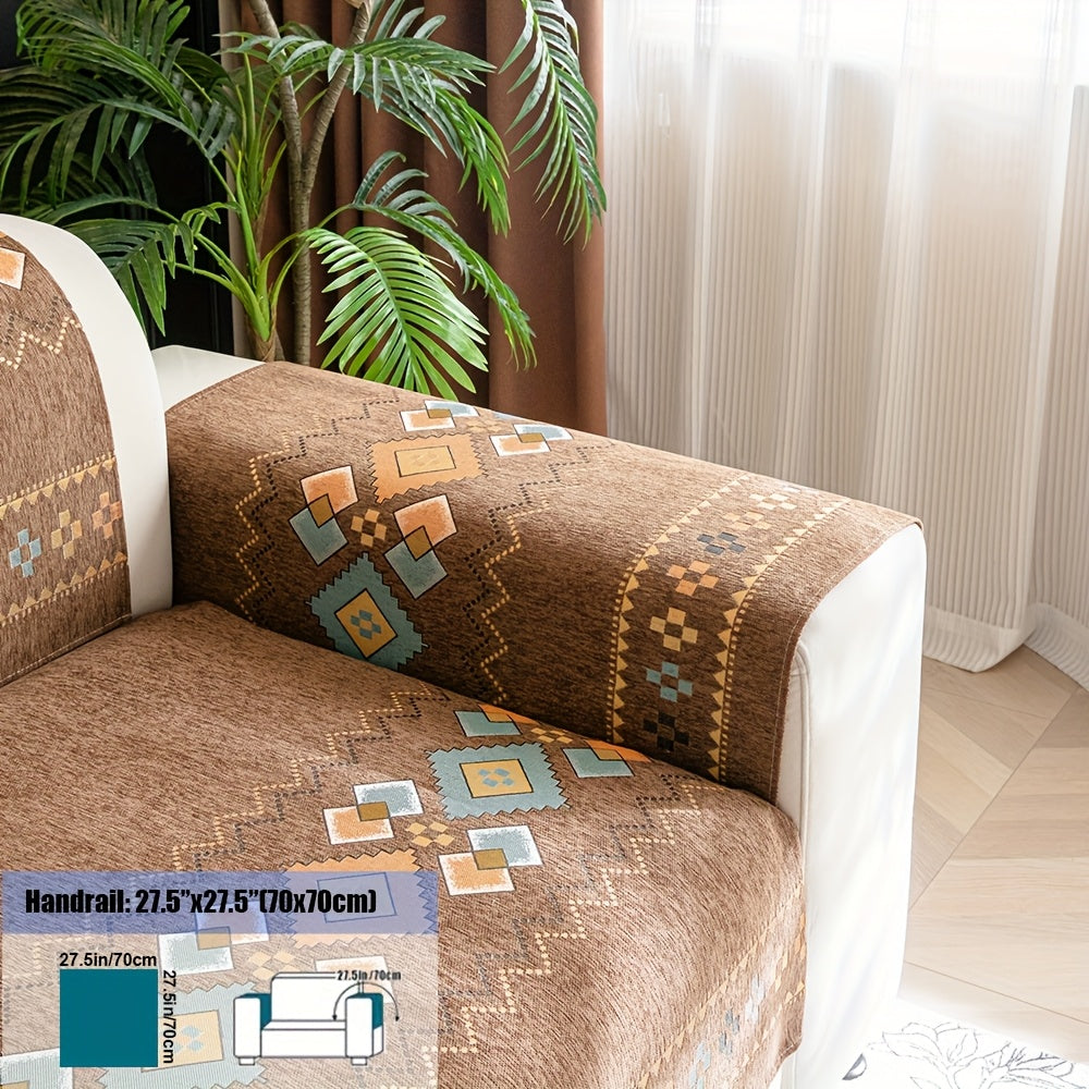 Chenille Bohemian Sofa Slipcover Non-Slip Removable Pet-Friendly Couch Cover 4 Seasons Universal Boho Style 5 Colors Multi-Size