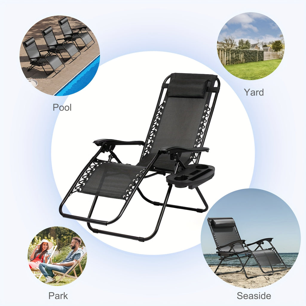 Set of 2 Zero Gravity Recliner Lounge Chairs with Cup Holder Tray – Adjustable Outdoor Relaxing Chairs for Patio, Lawn, Garden & Beach | 7 Color Options