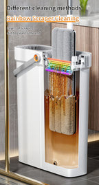 Flat Mop and Bucket Set 360 Degree Rotating Hands-Free Wringing Dual Compartment Clean Dirty Separation Ultra-Fine Fiber Floor Mop for Kitchen Bathroom Hardwood Tile