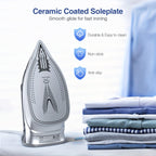 Ceramic Steam Iron 1700W Rapid Heating – Ceramic Coated Soleplate, Precise Thermostat Dial, Self-Cleaning, Auto-Off, 10.14oz Water Tank, Home Clothes Ironing, Grey