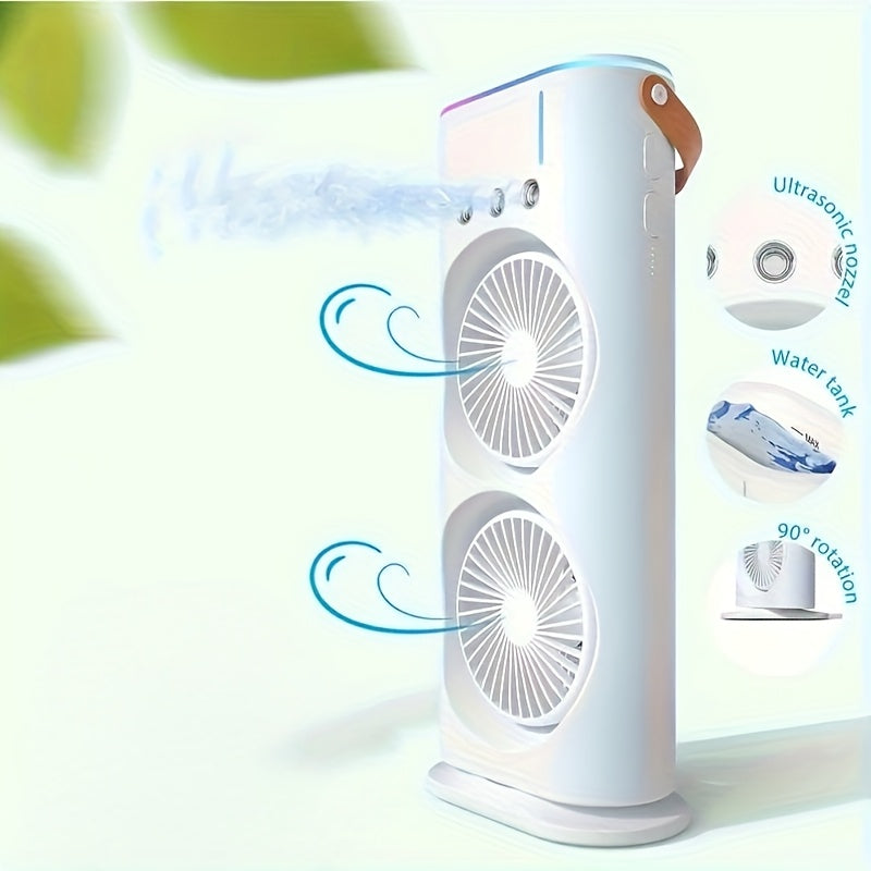 Portable Misting Fan – USB Rechargeable Water-Cooled Fan for Outdoor, Camping, RV, Office & Travel | Button Control | Summer Cooling Essential