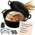 Cast Iron Dutch Oven Set 2-in-1 – 6.1QT Deep Pot & 1.9QT Frying Pan Lid, 6-Piece with Silicone Handles, Scraper & Iron Frame | Pre-Season Ready, Oven, Stove, BBQ & Induction Safe