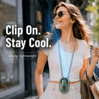 3-in-1 Portable Waist Fan USB-C Rechargeable 3500mAh – Wearable Neck Fan with Lanyard, Clip & Desk Stand, 5-Speed Hands-Free Personal Cooling Fan for Travel, Outdoor, Work & Gym