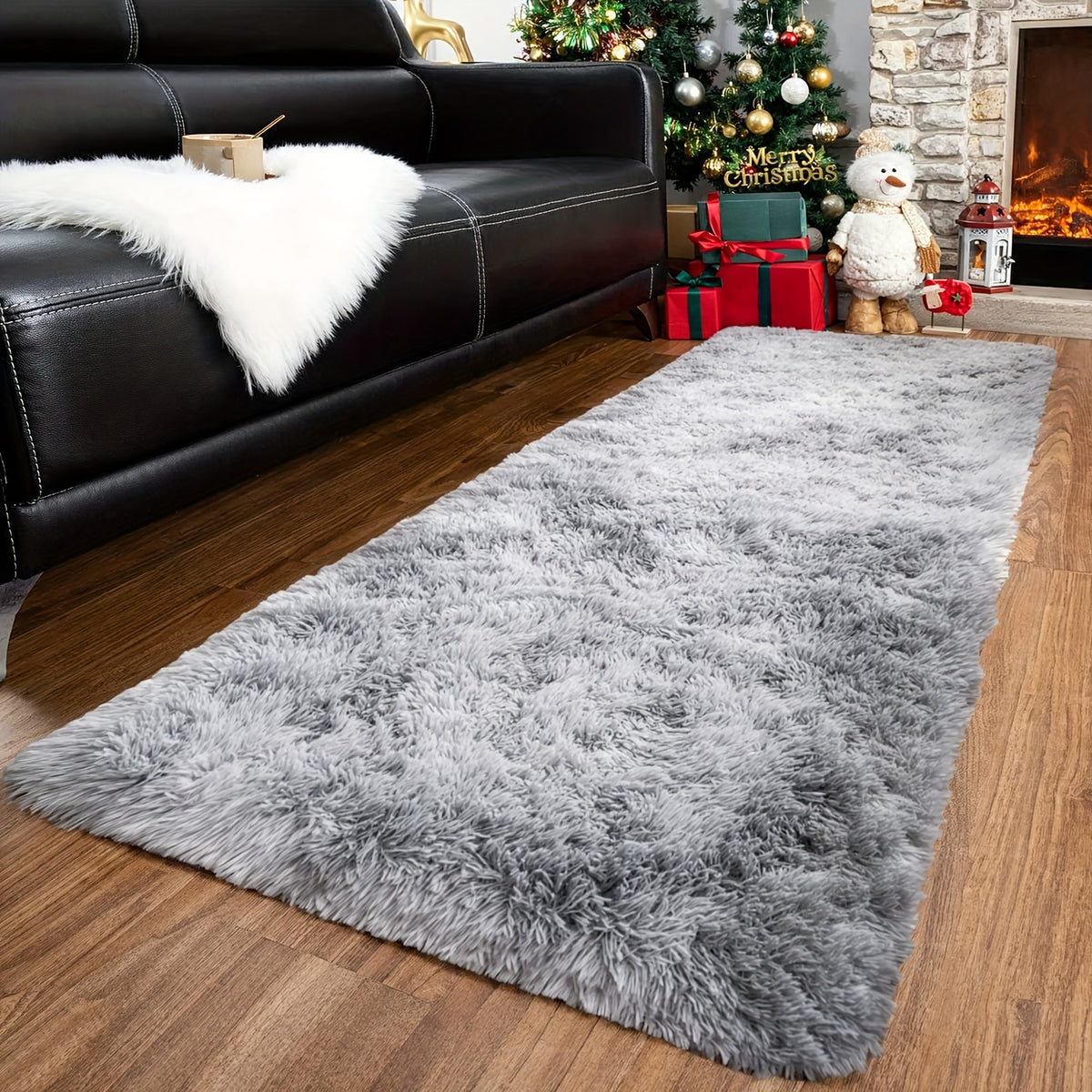 Shaggy Runner Rug Soft Fluffy Area Rug Non-Slip Plush Carpet for Bedroom Hallway Dorm Living Room – Jacquard & Tie-Dye Colors, 2x6 3x5 6x9 8x10 Feet