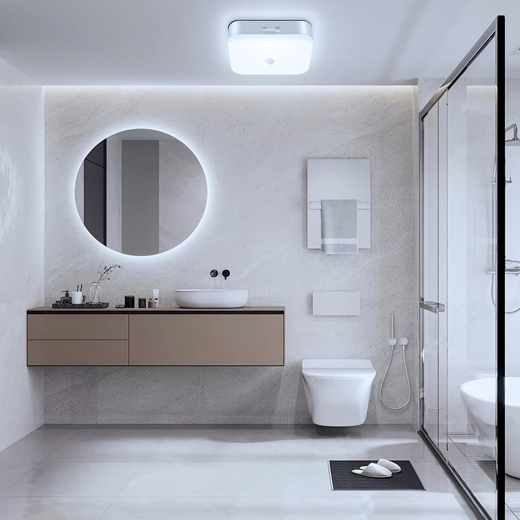 Rechargeable Motion Sensor Ceiling Light with Remote – 5 Brightness Levels 4 Color Temperatures Dimmable Wireless LED Light for Closet Shower Pantry Hallway Porch Shed