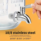 2-Pack 1-Gallon Glass Beverage Dispenser with Stand Stainless Steel Spigot and Ice Tube Leak-Proof Lemonade Water Drink Dispenser for Parties Camping Kitchen