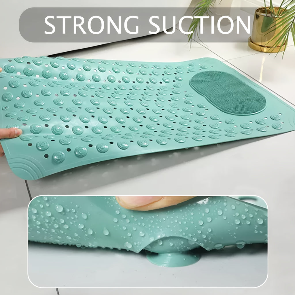Anti-Slip Shower Mat with Massage Function – Extra Large Non-Slip Bathtub Mat for Safety & Comfort | 19.7”x31.5” | Green, Grey, White, Blue, Khaki & Pink