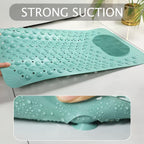 Anti-Slip Shower Mat with Massage Function – Extra Large Non-Slip Bathtub Mat for Safety & Comfort | 19.7”x31.5” | Green, Grey, White, Blue, Khaki & Pink