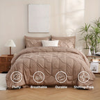 5/7pcs Pintuck Bed In A Bag Comforter Sets, Pinch Pleat Complete Bedding Sets with Comforter, Sheets & Pillowcases, Queen/King Size, All Season