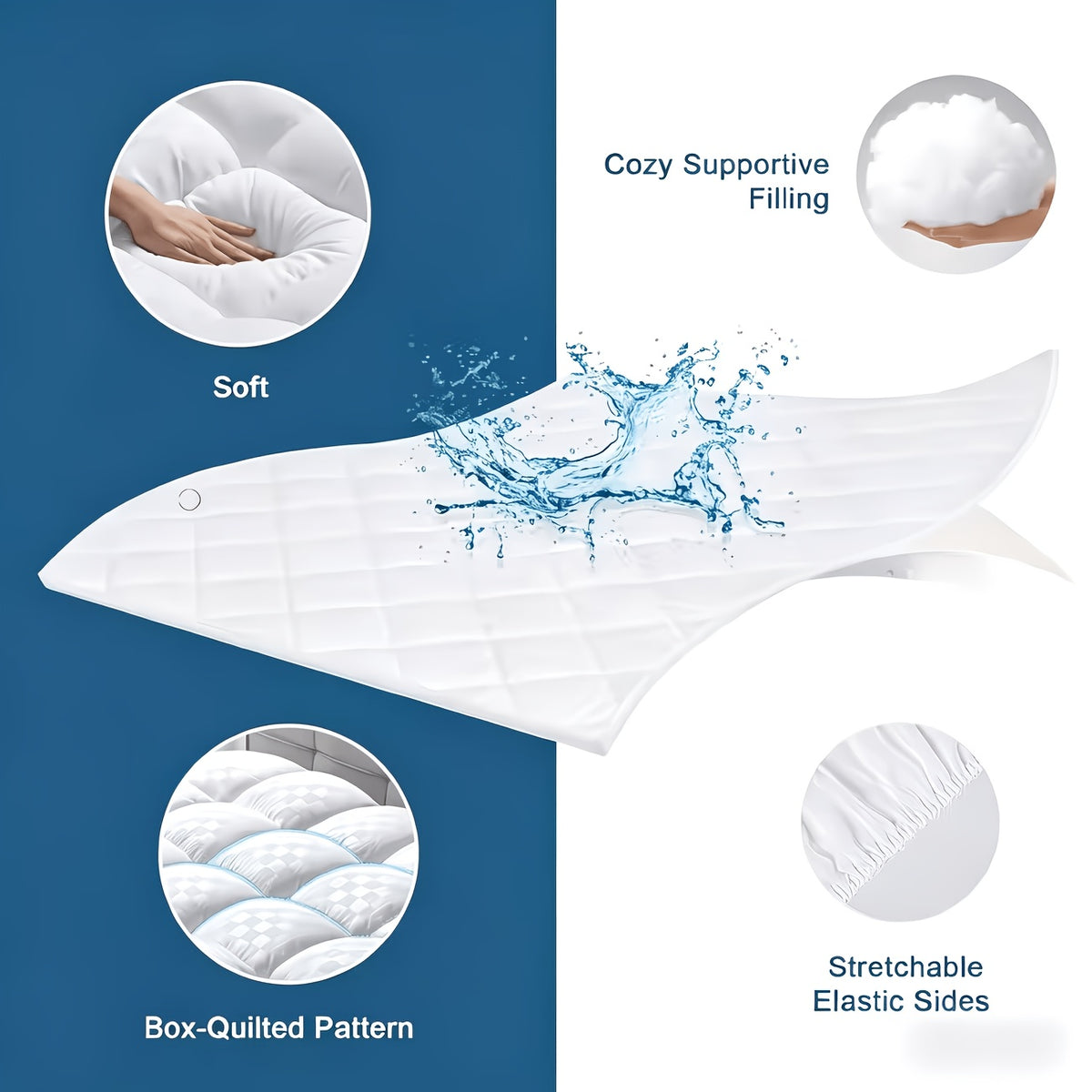 Fitted Mattress Protector Cover Thickened Deep Pocket Stay-Put Elastic – Spill-Proof Breathable Bed Pad Black Gray White Blue Twin Full Queen King Cal King