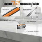 Men's Razor Shaving Kit 2 Handles 72 Blade Refills - Six-Layer Stainless Steel Safety Razor Set for Beard Mustache Grooming, Christmas Valentine Gift for Him
