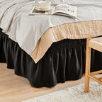 Elastic Wrap Around Bed Skirt No-Lift, 15 Inch Drop Microfiber Dust Ruffle, 30 Fade-Resistant Colors, Machine Washable, Twin Full Queen King Size