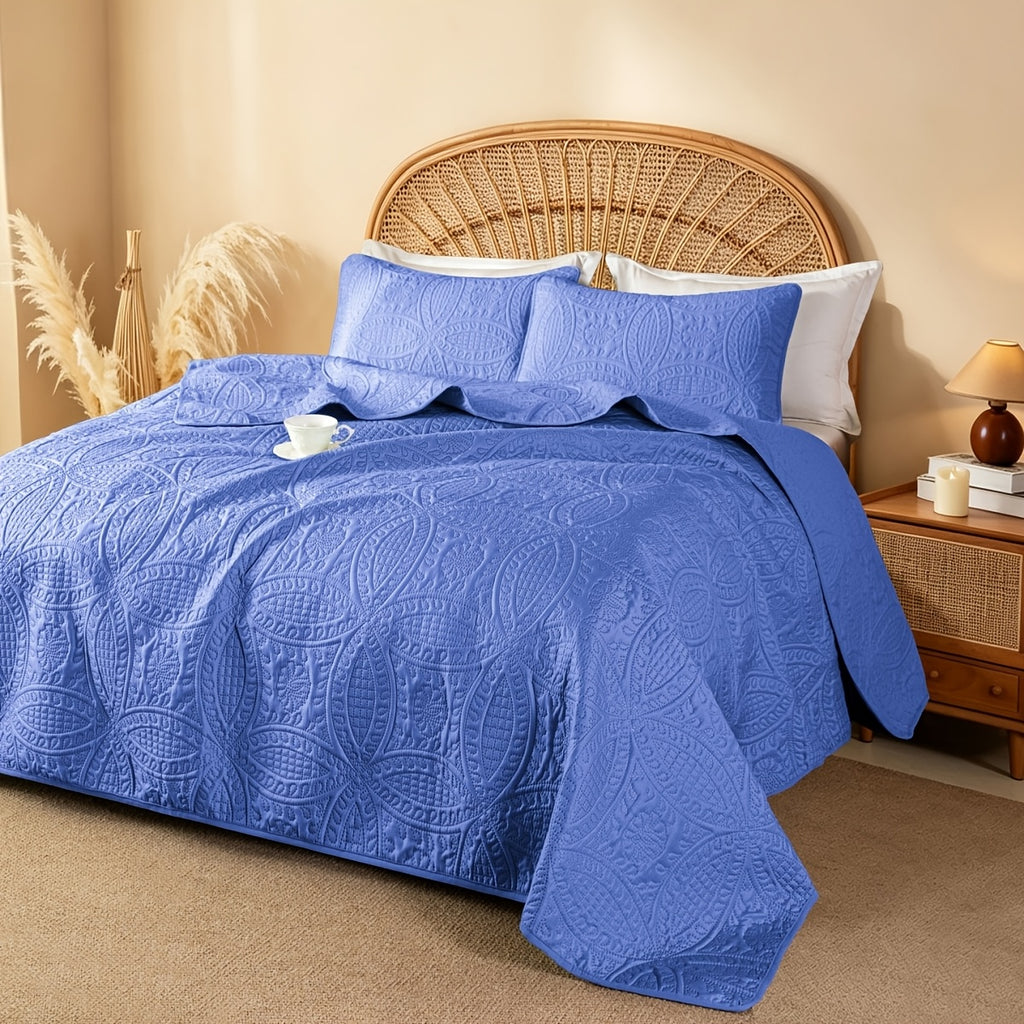 Quilted Bedspread Set Lightweight Cooling Coverlet with Pillow Shams Twin Queen King Soft Breathable Summer Bedding Set Machine Washable