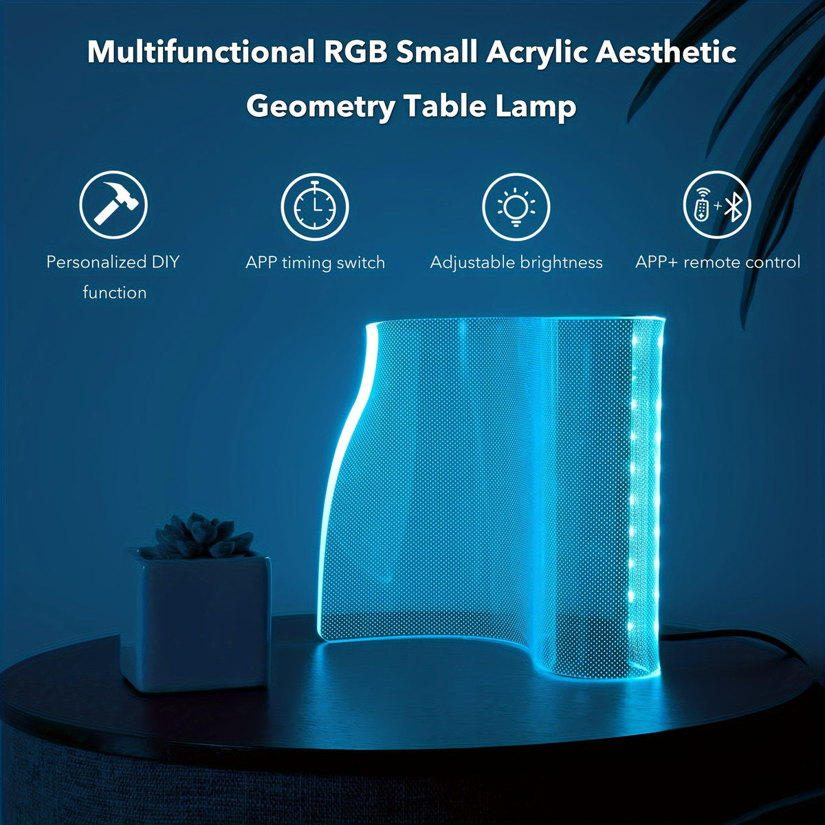 RGB LED Desk Lamp Smart App & Remote Control Dimmable - Futuristic Mood Lighting Table Lamp for Bedroom, Gaming Setup, Office & Room Decor, Modern Bedside Lamp with Color Changing Light