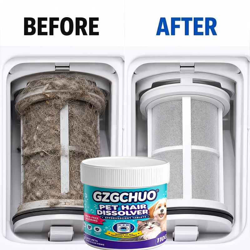 Pet Hair Dissolving Laundry Tablets – Effervescent Cleaner Removes Sticky Pet Hair from Clothes in Washing Machine – No-Soak Odor Eliminator Multi-Purpose Garment Care for Daily Laundry
