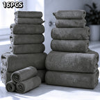16-Piece Ultra-Soft Coral Fleece Bath Towel Set – 4 Bath Towels, 6 Hand Towels & 6 Washcloths | Quick-Dry, Highly Absorbent | Home, Hotel & Spa