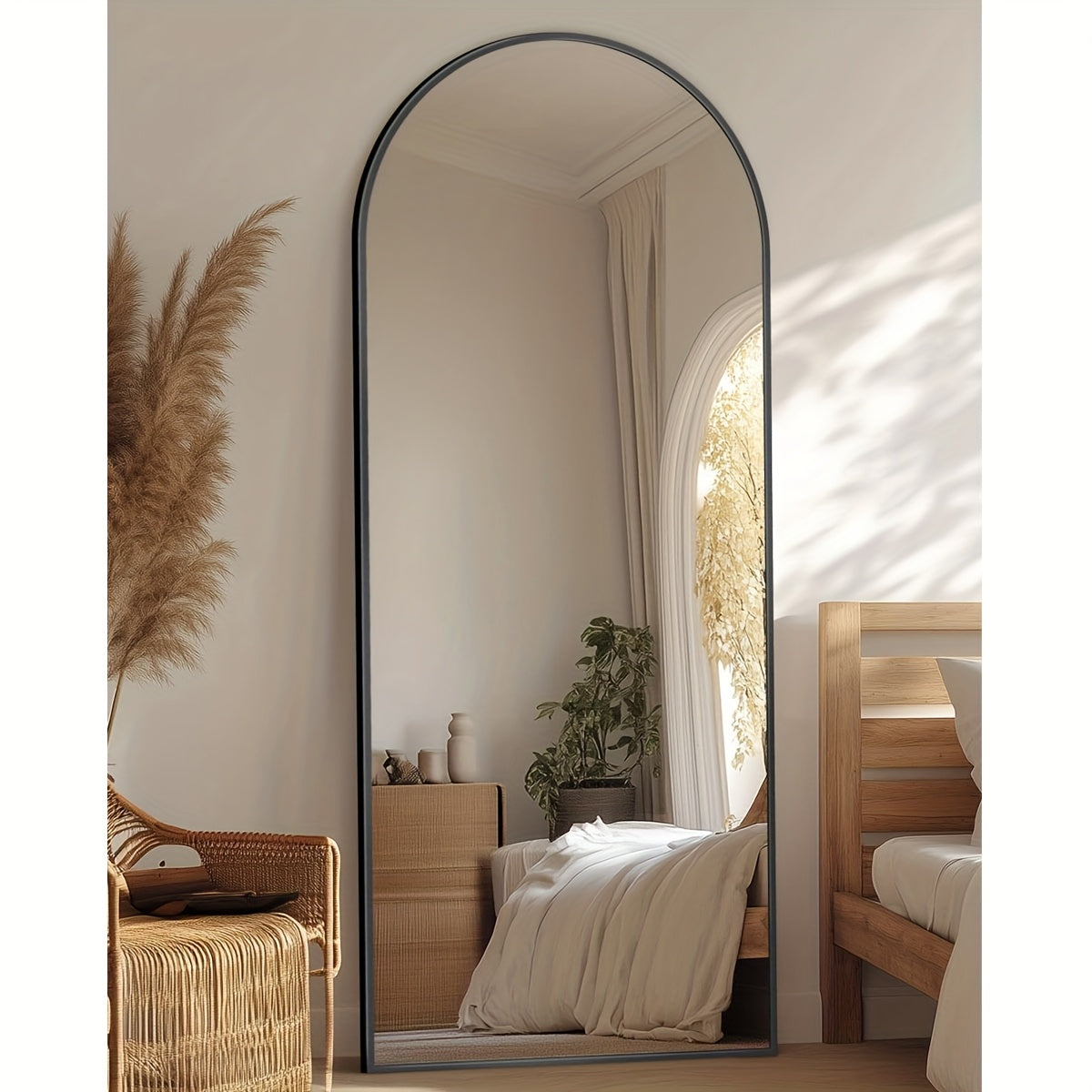 Arched Floor Mirror Full Length 58x18 Inch – Freestanding Leaning or Wall-Mounted Full Body Mirror with Rustproof Stand, Modern Arch Design for Bedroom, Living Room & Cloakroom