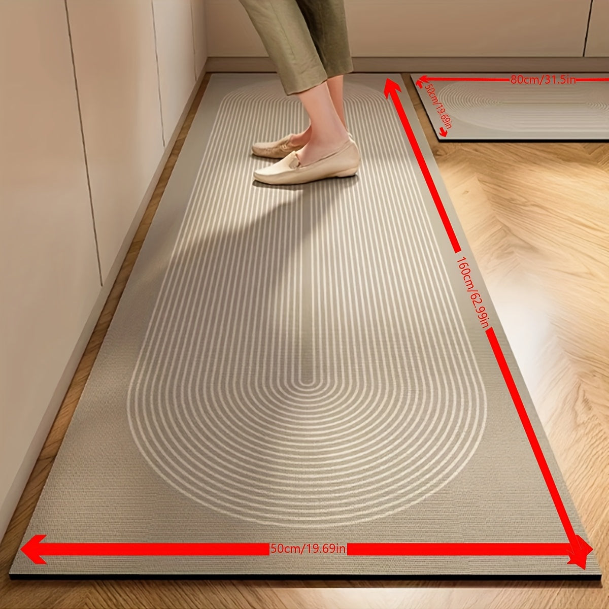 Nordic Style Kitchen Mat Thickened Absorbent Non-Slip Rubber Backing Floral Beige Brown 2 Sizes – Durable High Traffic Floor Mat