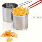 Mini 304 Stainless Steel Deep Fryer with Filter Net – Oil-Saving Small Frying Pot for French Fries, Chicken Wings & More | Induction Compatible & Dishwasher Safe
