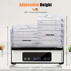 Food Dehydrator Machine 5 Stainless Steel Trays 420W 48H Timer 95-160F Temp Control for Jerky Herbs Meat Fruit with Recipe Book