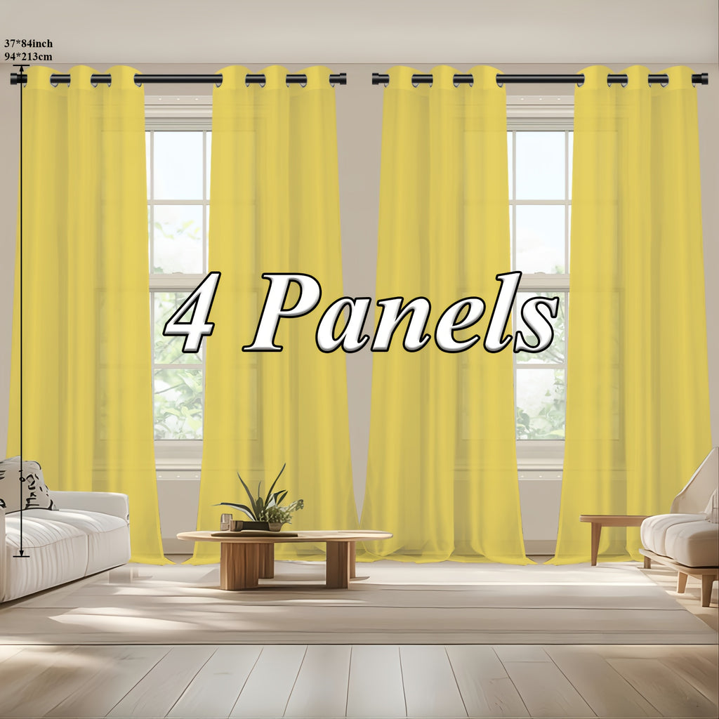 Sheer Curtains Semi Transparent Panels with Top Loop Pleated Header for Bedroom Living Room – Set of 2 or 4, 70-80G Lightweight Fabric, Multiple Sizes & Colors