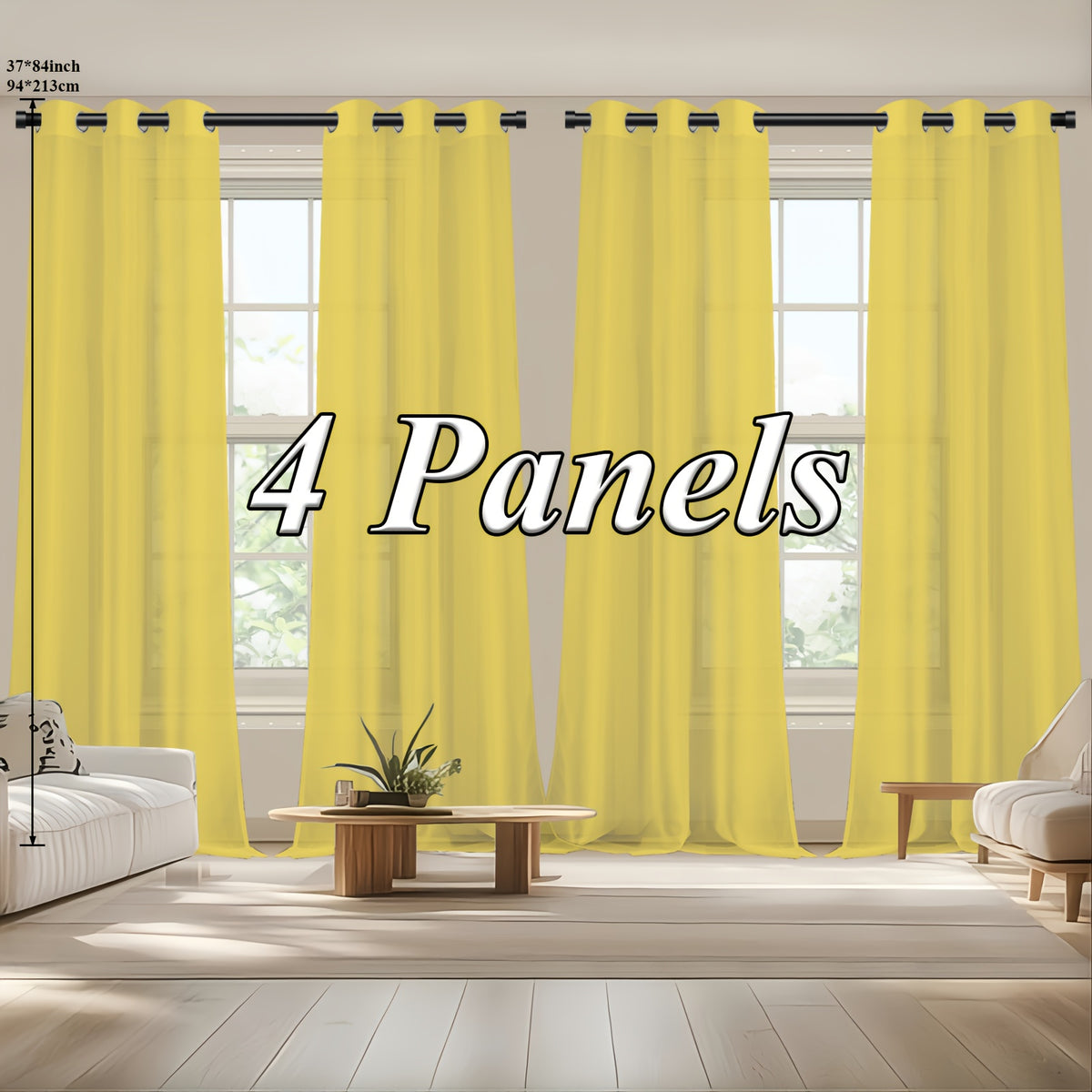 Sheer Curtains Semi Transparent Panels with Top Loop Pleated Header for Bedroom Living Room – Set of 2 or 4, 70-80G Lightweight Fabric, Multiple Sizes & Colors