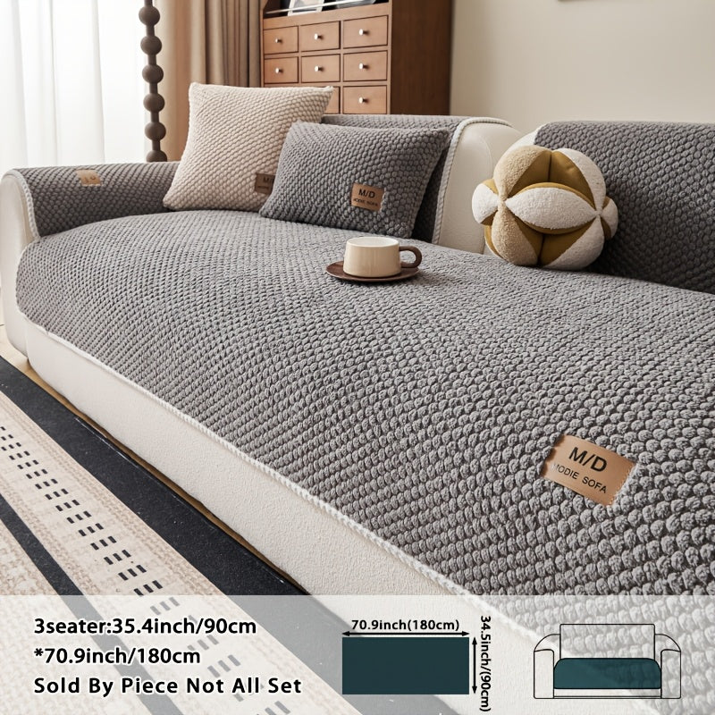 Bohemian Plush Sofa Cover with Cushion Pad Machine Washable Pet Friendly for Cats & Dogs – Fits Single Double Triple Quad Sofas, Warm Cozy Boho Home Decor Couch Protector