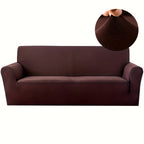 Stretch Sofa Cover Solid Color High Elasticity Anti-Slip Rod Slim Fit Couch Slipcover Machine Washable 1 2 3 4 Seater Black Burgundy Navy Grey