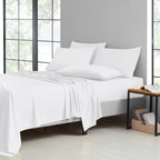 Bamboo Blend Cooling Sheet Set 6-Piece 2000 Thread Count Satin | Deep Pocket 16" Hypoallergenic Breathable Bed Sheets, Twin Full Queen King Cal King, 20 Colors