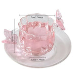 Borosilicate Glass Lotus Tea Cup with Plate 4.73oz – Heat Resistant Transparent Glassware, French Princess Style for Home, Office & Gifting