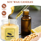 6-Piece Soy Scented Candle Set 120 Hour Burn – Jasmine Eucalyptus Lavender Vanilla Rose Lemon 3.5oz Each, Aromatherapy Home Fragrance Gift for Thanksgiving Christmas Mother’s Day