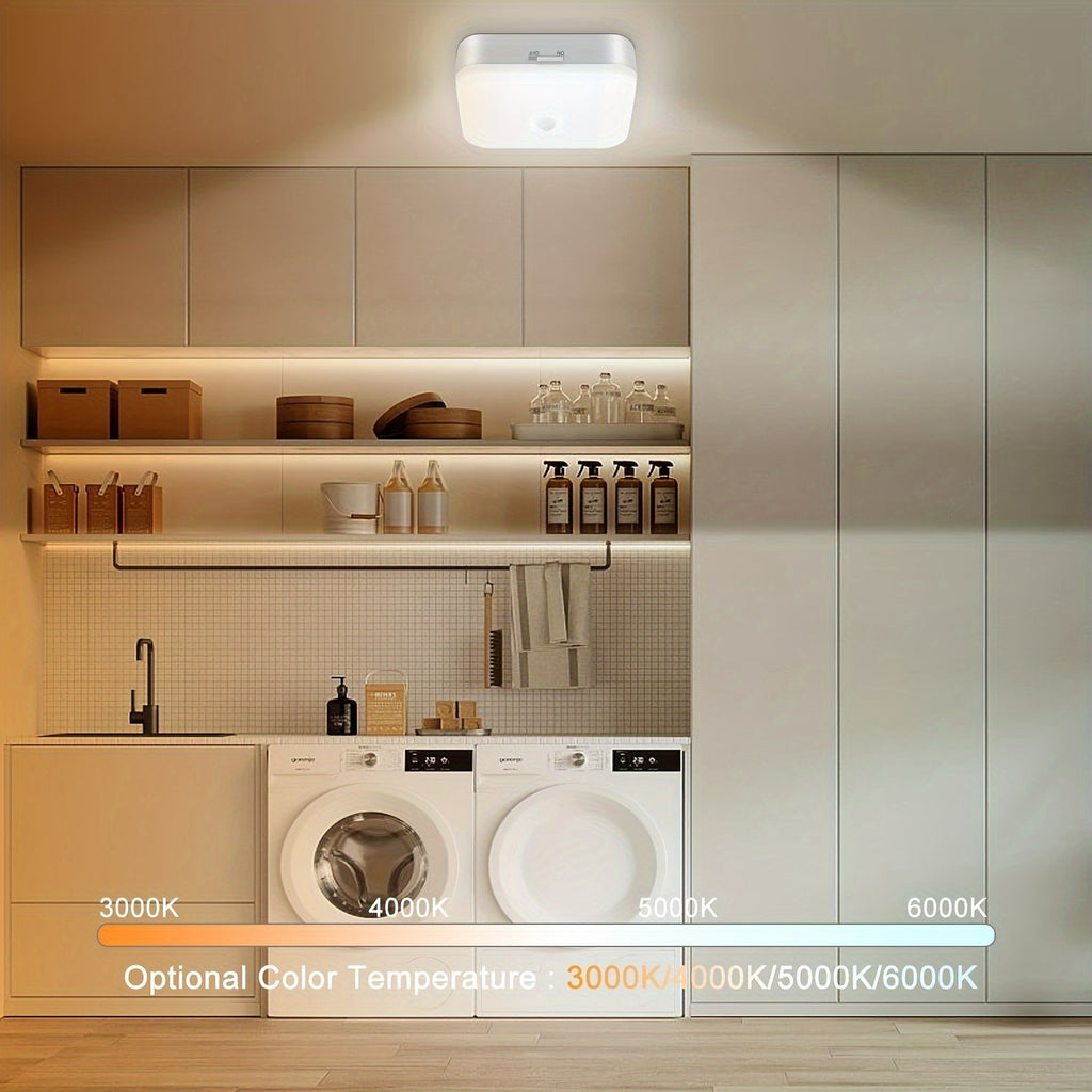 Rechargeable Motion Sensor Ceiling Light with Remote – 5 Brightness Levels 4 Color Temperatures Dimmable Wireless LED Light for Closet Shower Pantry Hallway Porch Shed