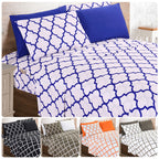 Luxury Microfiber Bed Sheet Set Geometric Trellis Pattern 16 Inch Deep Pockets Fade Wrinkle Resistant Hotel Quality Twin Full Queen King 5 Colors