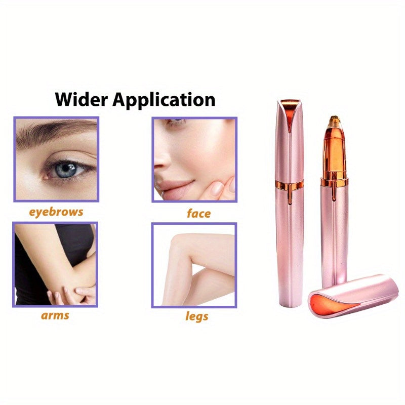 Electric Eyebrow Trimmer 2 Pack USB Rechargeable Painless Precision Hair Remover Women - Face Leg Lip Armpit Portable Razor Pink Rose Gold