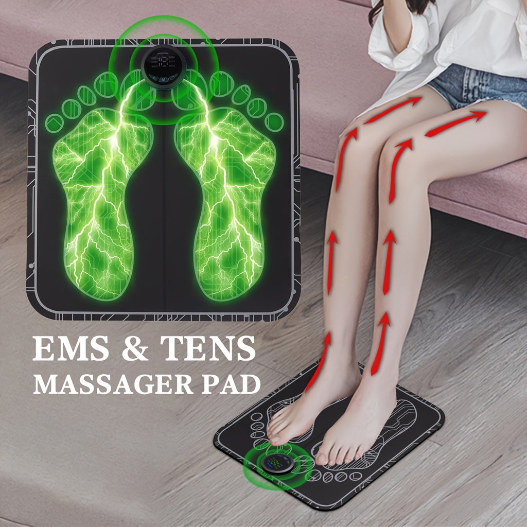 EMS TENS Massage Pad Muscle Stimulator 6 Modes 18 Intensity Grades Rechargeable Portable – Electric Nerve Stimulator for Pain Relief & Muscle Recovery, Holiday Gift