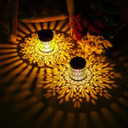 Solar Peony Deck Lights Set of 4 – Vintage Metal Warm Glow Solar Pathway Lamps for Courtyard, Garden, Patio, Fence, Wall & Steps, Mother’s Day & Valentine’s Day Decorative Outdoor Lighting