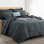 Bed in a Bag Queen 7 Piece Fluffy Comforter Set – Ultra-Soft Microfiber Bedding with Comforter, Fitted Sheet, Flat Sheet & 4 Pillowcases, Hypoallergenic Breathable All Season Bedding Gift for Her