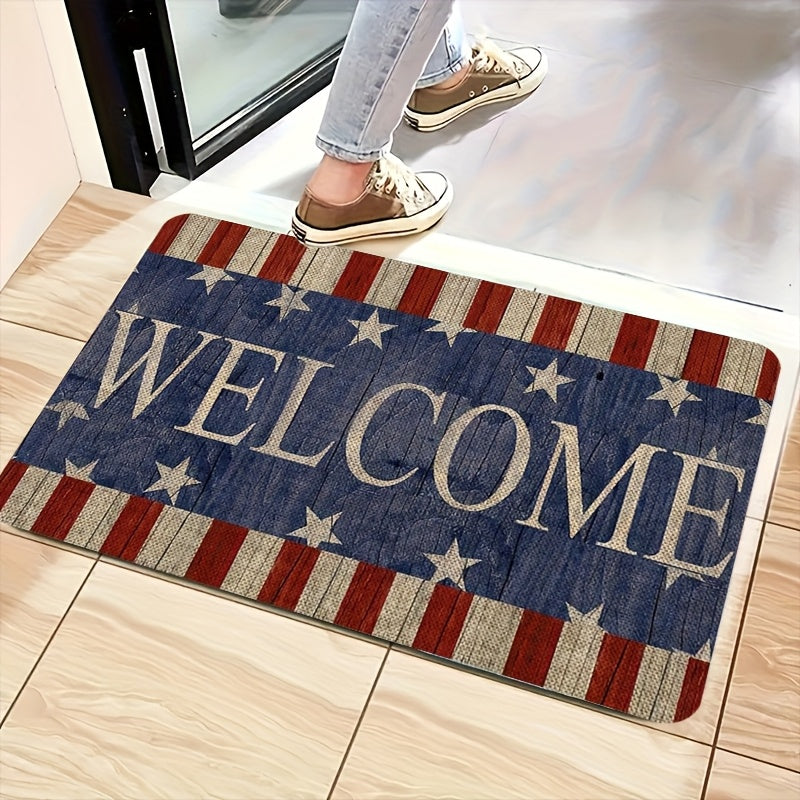 Patriotic Welcome Door Mat – Machine Washable Polyester, National Pride Design, Indoor Runner for Entryway, Bedroom, Kitchen & Bathroom | 18×47 in | Nuvia Haven