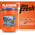 Ultra Fresh 6X Concentrated Liquid Laundry Detergent 5 Gallon with Pump, Up to 640 Loads HE Compatible All Machine Types, No Phosphates No Bleach, 4 Scent Options