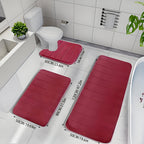 Plush Memory Foam Bath Mat Set 3 Piece – Soft Non-Slip Fast Absorbent Machine Washable Thickened Bath Rug for Bathroom, Shower, Kitchen & Bedroom – 9 Colors