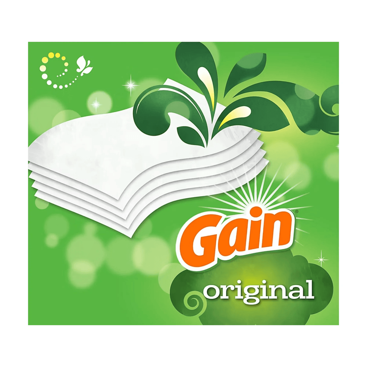 Gain Dryer Sheets Original Fresh Scent 15-Count Fabric Softener Sheets Static Control Wrinkle Reduction Long-Lasting Laundry Scent 1-Pack or 15-Pack