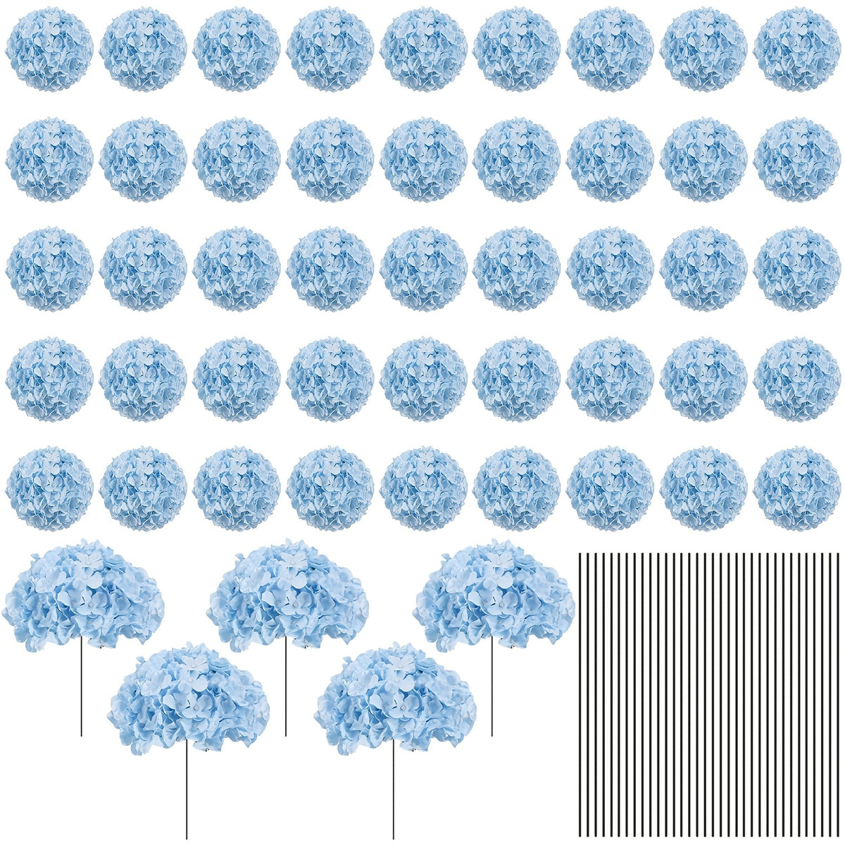 Bulk Artificial Hydrangea Flower Heads 72pcs with Stems - Faux Hydrangea Flowers for Home, Wedding & Party Decorations, Floral Arrangements & Centerpieces
