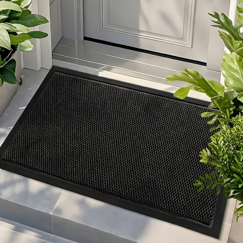 Heavy-Duty All-Weather Scraper Door Mat Non-Slip – Mud & Dirt Scraping Entrance Rug for Entryway, Patio, Garage & High-Traffic Areas, 3 Sizes, Deep Grey & Black