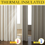 Linen Blackout Curtains 2 Panels 100% Farmhouse Grommet Top – Thermal Insulated Thick Window Drapes for Living Room Bedroom, 11 Colors 6 Sizes