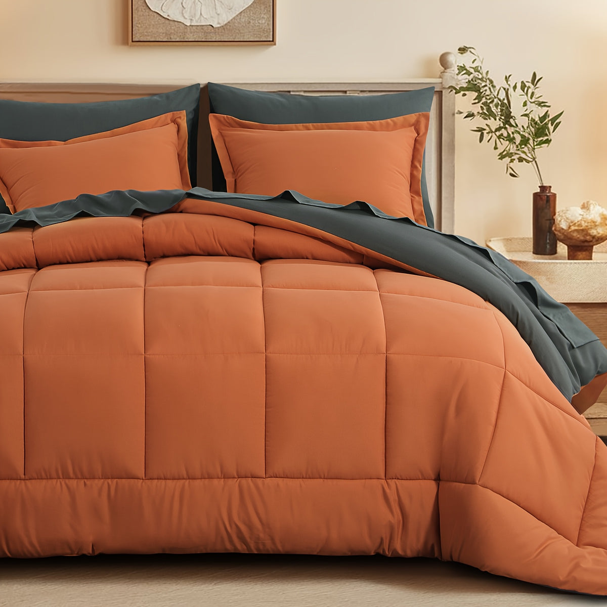 Bed in a Bag Queen 7 Piece Fluffy Comforter Set – Ultra-Soft Microfiber Bedding with Comforter, Fitted Sheet, Flat Sheet & 4 Pillowcases, Hypoallergenic Breathable All Season Bedding Gift for Her