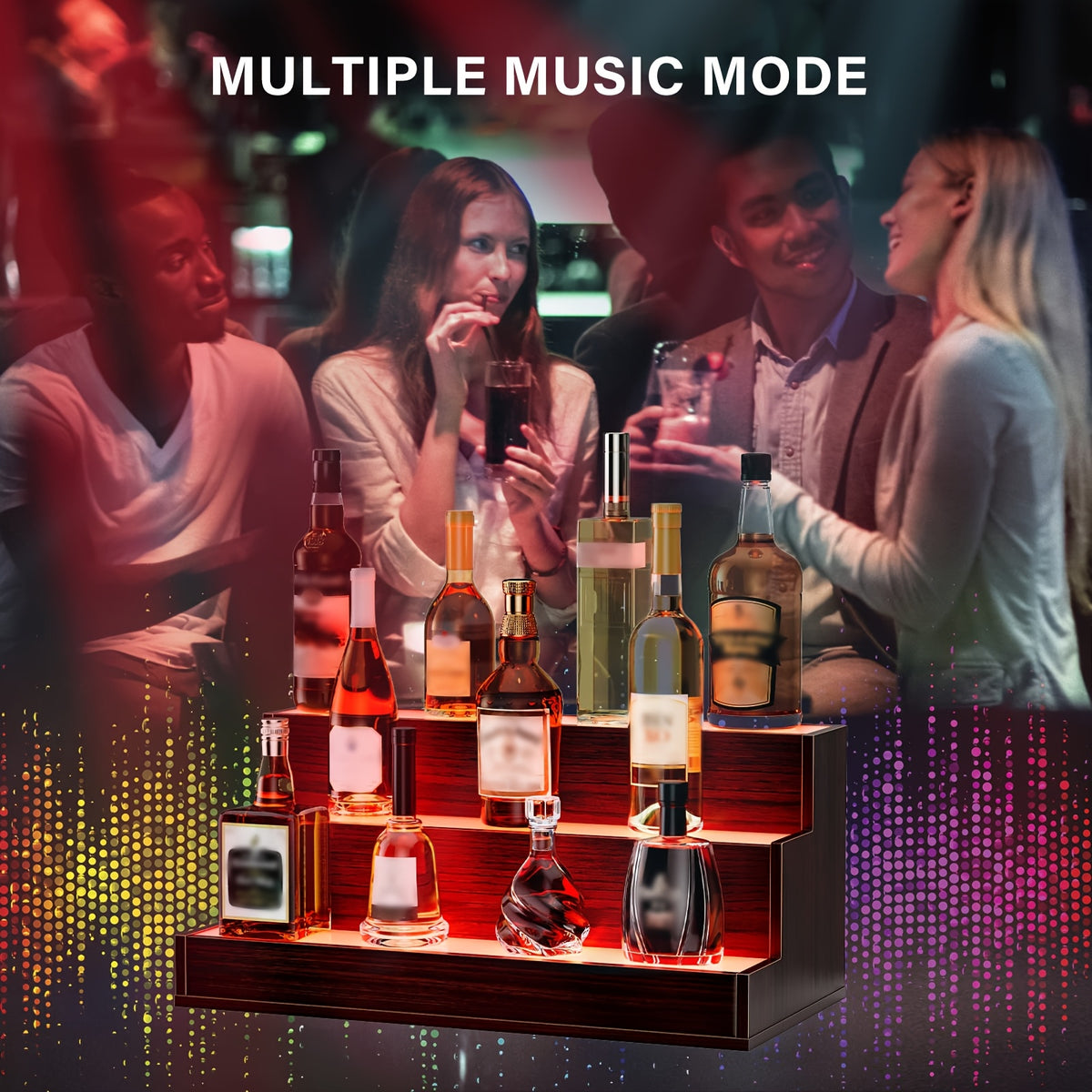 Illuminated Liquor Shelf 24 Inch LED Bar Bottle Display Unit – Wall Mounted Floating Shelf for Home Bar & Man Cave