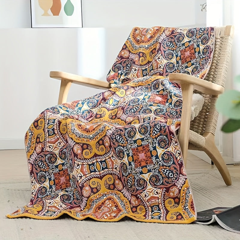 Printed Cotton Bath Towel 31x63 Inch - Soft Quick-Dry Absorbent 100% Cotton Towel, No Pilling No Shedding, Boho Patterns for Home and Beach Use