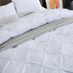 Wedding Duvet Cover Set with Embroidery Pleated Detail – 2 & 3 Piece White Luxury Bedding Set, Twin Full Queen King Sizes, Elegant Bridal Bedroom Décor, No Comforter No Pillow Cores Included