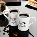 Ceramic Couple Mug Set of 2 – Kissing Design Insulated Love Mugs 360ml 12oz for Coffee Tea, Anniversary Wedding Valentine's Day Gift