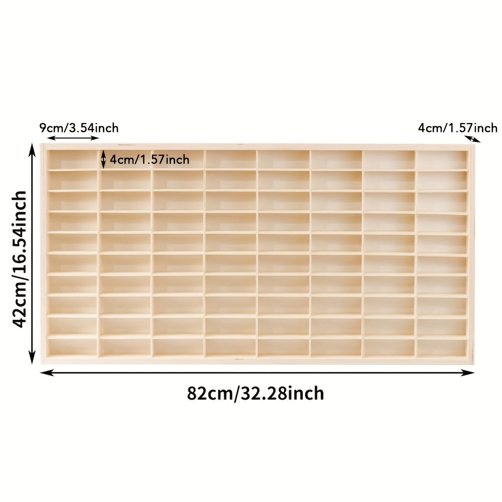 Diecast Car Display Case 1:64 - Solid Wood 60-Grid Collectible Storage Box & Display Cabinet with Hooks, Lidless Design for Home, Office & Shop